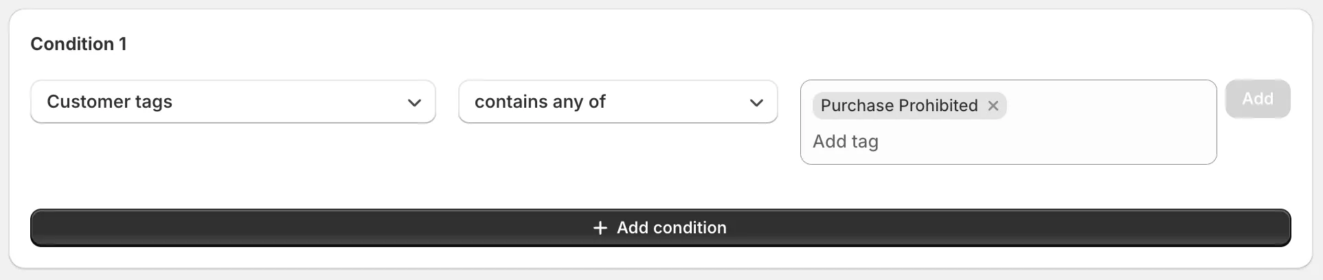 Condition settings screen
