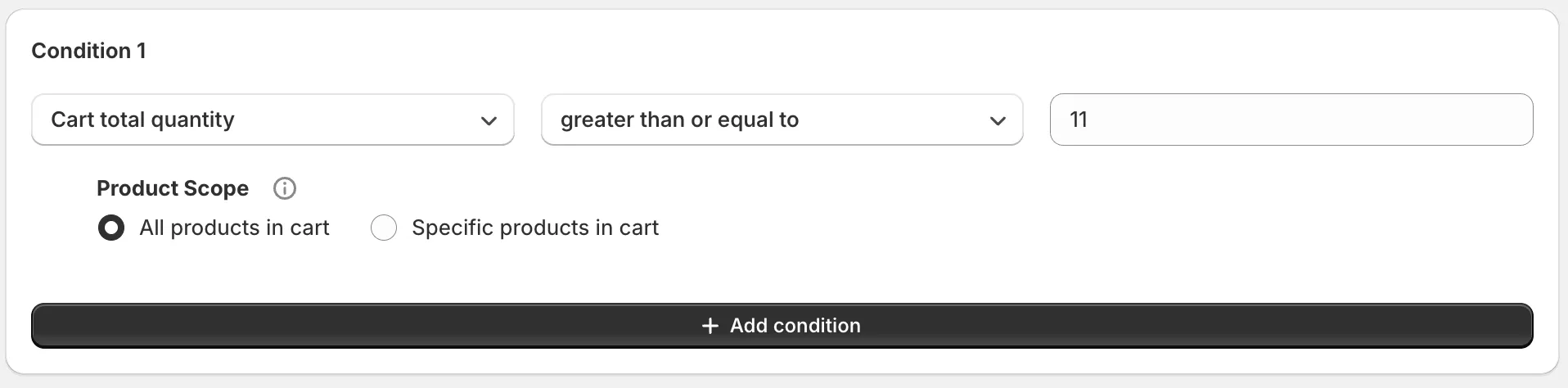 Condition settings screen