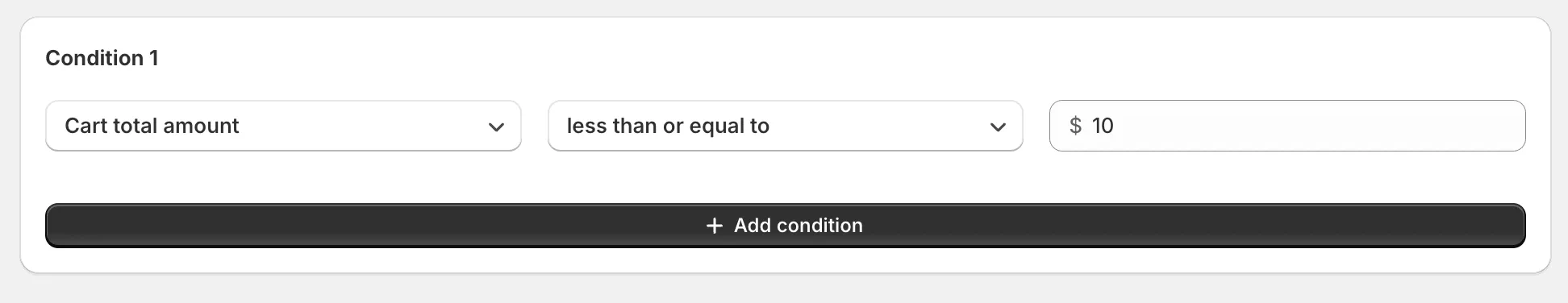 Condition settings screen