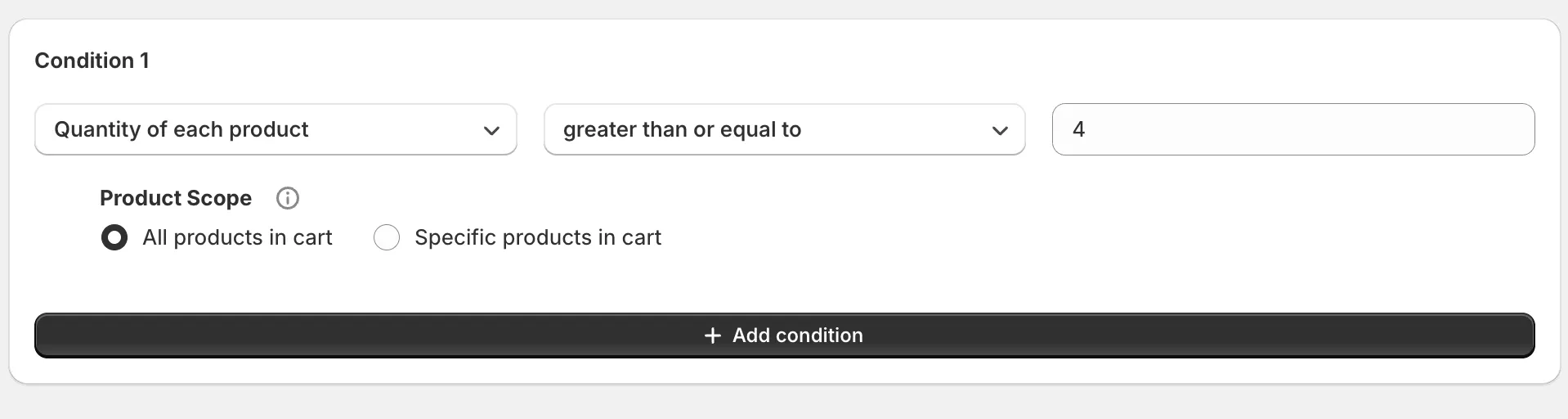 Condition settings screen