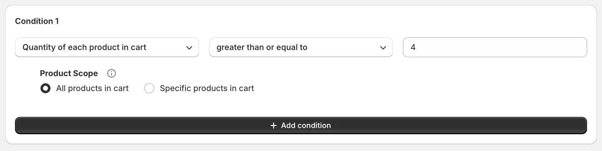 Condition settings screen