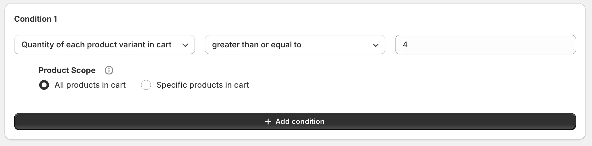 Condition settings screen