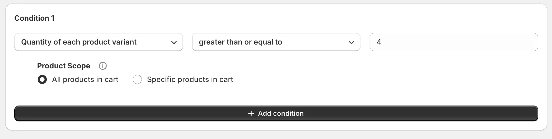 Condition settings screen